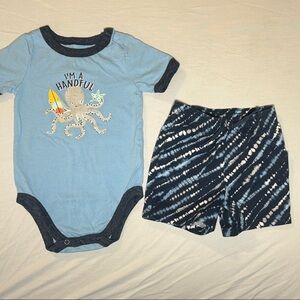 Garanimals Blue Baby Onesie with Octopus Design and Tie Dye Shorts